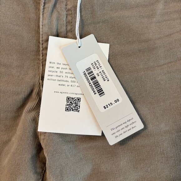 NWT Ag Adriano Goldschmied Farrah Skinny High Rise Tan Corduroy Pants Women 26 - Picture 11 of 11